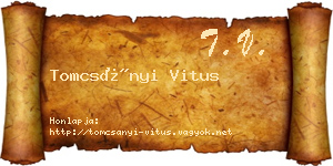 Tomcsányi Vitus névjegykártya